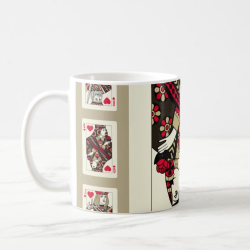 Playing cards of Hearts suit in vintage style Ori Coffee Mug