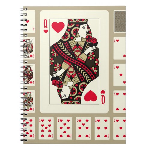 Playing cards of Hearts suit in vintage style Ori Notebook