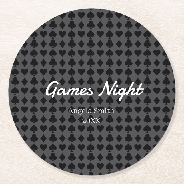 Playing Cards Pattern Coaster – Casino Night, Game (Front)