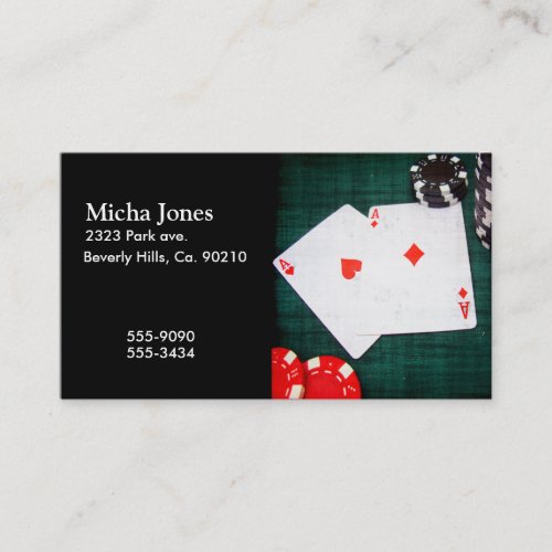 Playing Cards &amp; Poker Chips Grunge Style Business Card