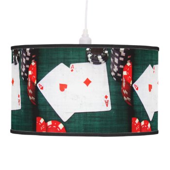 Playing Cards & Poker Chips Grunge Style Hanging Lamp by StarStruckDezigns at Zazzle