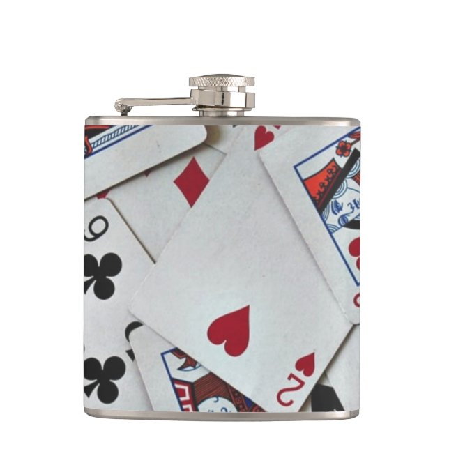 Playing Cards Poker Games Queen King Flask (Front)