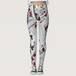 Playing Cards Poker Games Queen King Leggings<br><div class="desc">Perfect for the poker player in your life. These scattered playing cards have hearts, spades, diamonds, and clubs.</div>