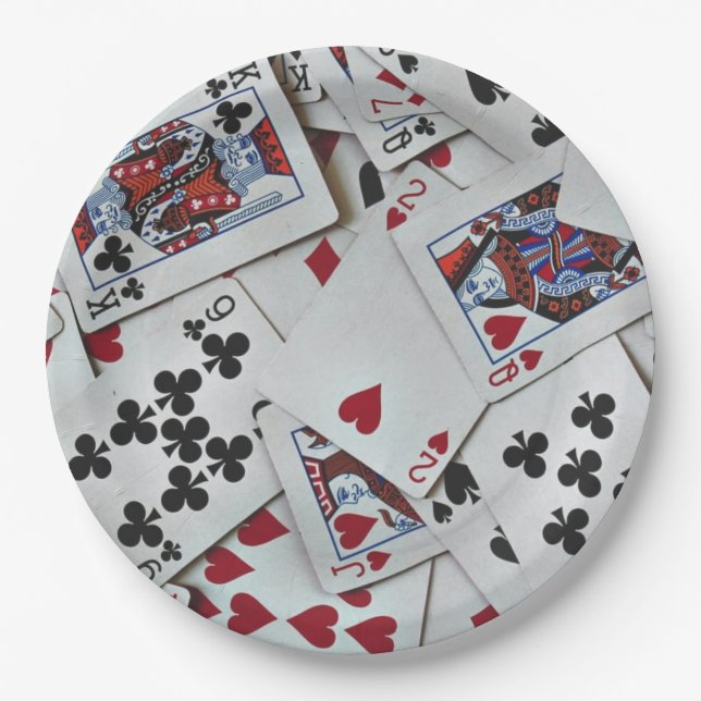 Playing Cards Poker Games Queen King Paper Plates (Front)