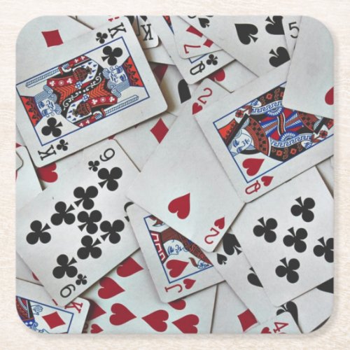 Playing Cards Poker Games Queen King Square Paper Coaster
