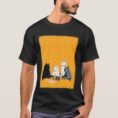 Playing Cards Pop Art Gambling Cats Playing Poker  T-Shirt