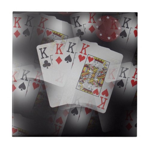 Playing Cards Quad Kings Layered Pattern Ceramic Tile