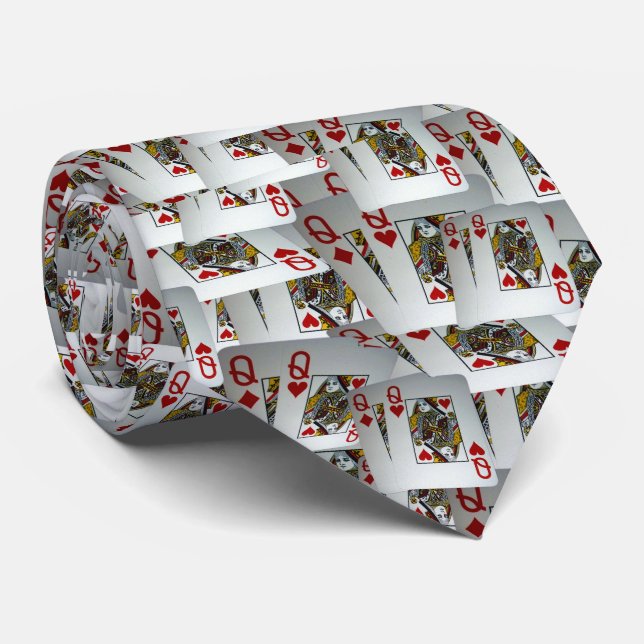 Playing Cards Queens Design, Neck Tie (Rolled)