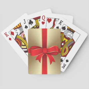 Playing Cards - Red Bow & Ribbon on Gold