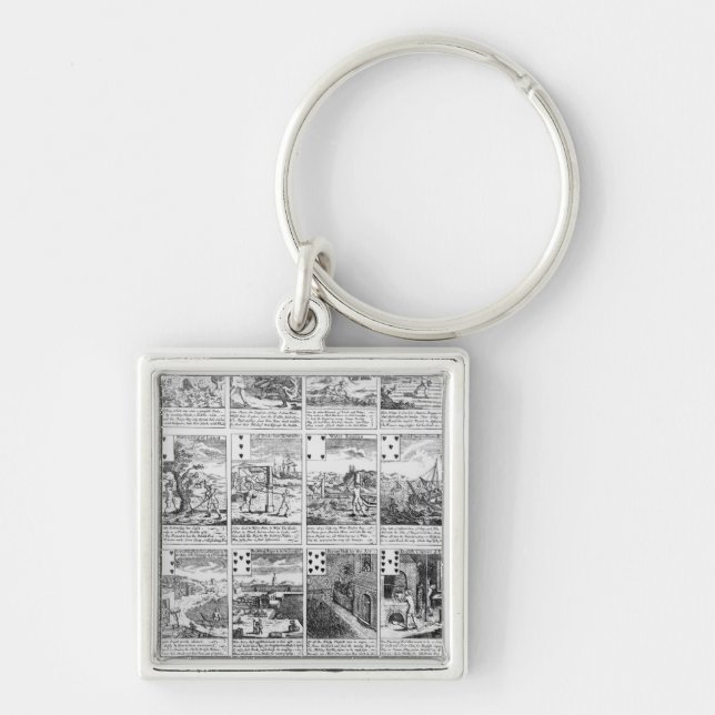 Playing cards satirizing "bubble" ventures keychain (Front)