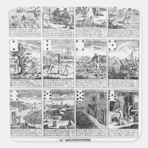 Playing cards satirizing "bubble" ventures square sticker
