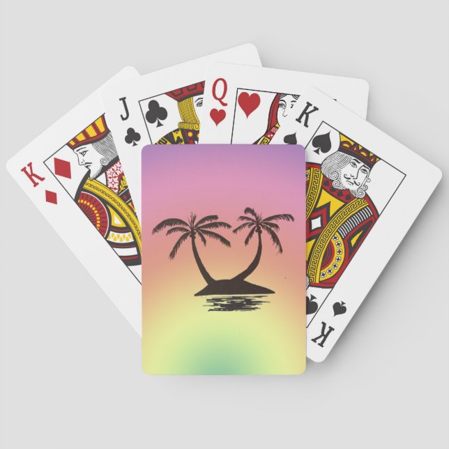 Playing Cards - Silhouettes of Tropical Island (Back)