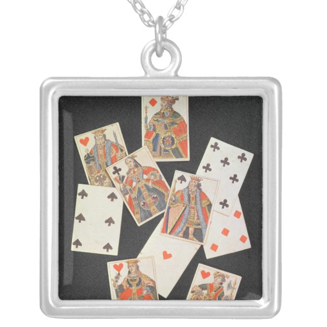 Playing Cards Silver Plated Necklace (Front)