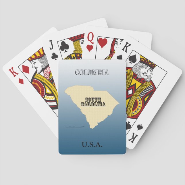 Playing Cards - South Carolina State Map with City (Back)