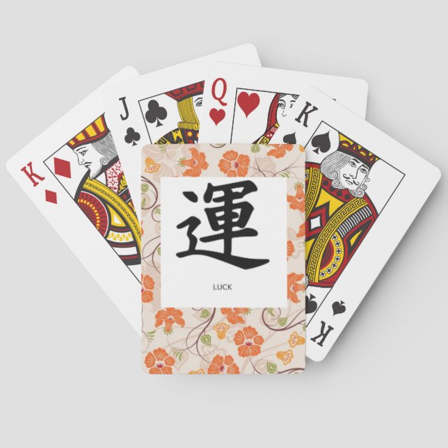 Playing CARDS, STANDARD INDEX, KANJI SYMBOL "LUCK" Poker Cards (Back)