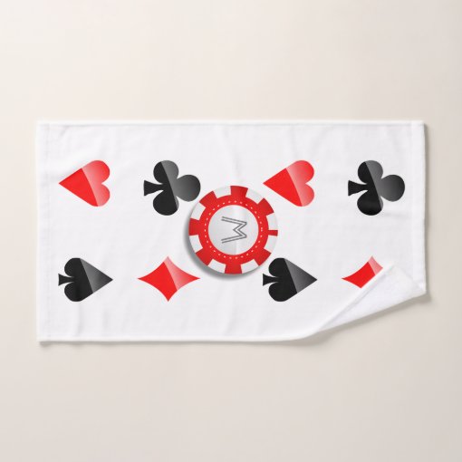 Playing Cards Suits And Monogrammed Poker Chips Bath Towel Set Zazzle