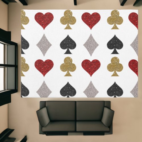 Playing Cards Suits Casino Pattern Rug
