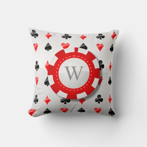 Playing Cards Suits Throw Pillow