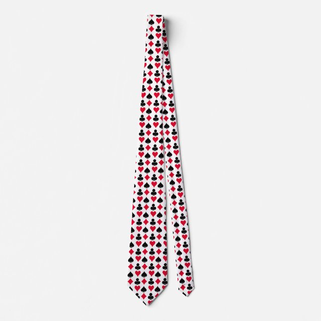 Playing cards symbols pattern neck tie (Front)