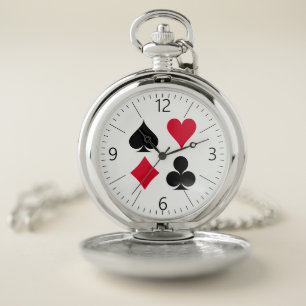Playing cards symbols pattern pocket watch