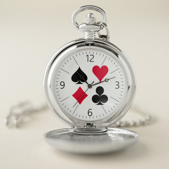 Playing cards symbols pattern pocket watch (Inside)