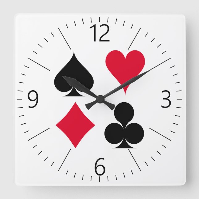 Playing cards symbols pattern square wall clock (Front)
