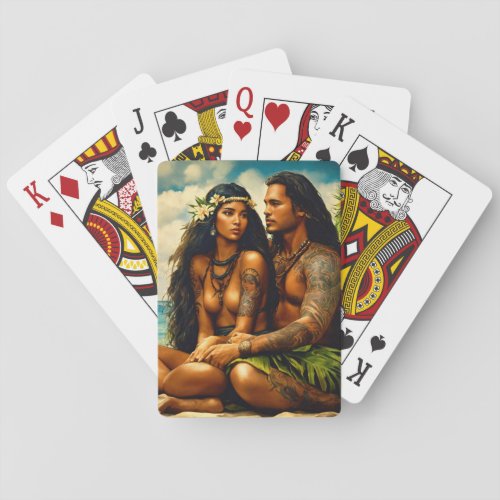 Playing cards Tahitian woman and man design 