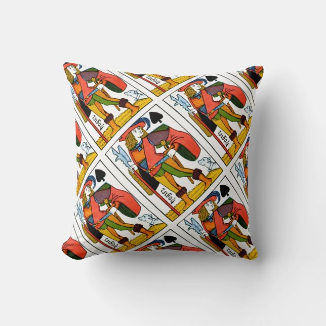 Playing Cards Tarot Jack of SpadesThrow PillowJ Throw Pillow (Front)