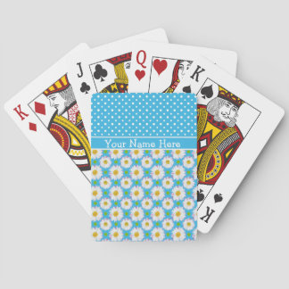 Playing Cards to Personalize: Polkas Daisies: Blue