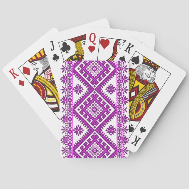 Playing Cards Ukrainian Cross Stitch Purple (Back)