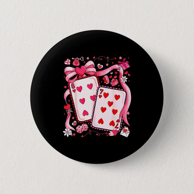 Playing Cards Valentine 67 Coquette Bow Couple Mat Button (Front)