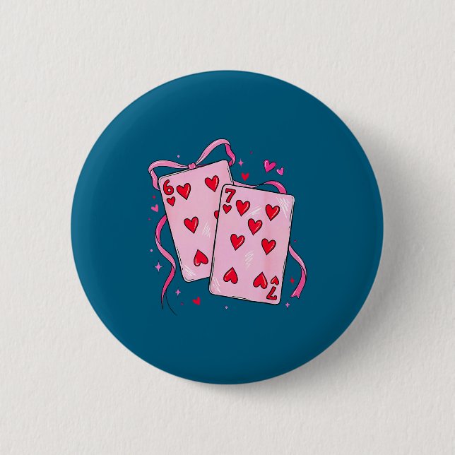 Playing Cards Valentine 6 7 Boys Girls Valentine S Button (Front)