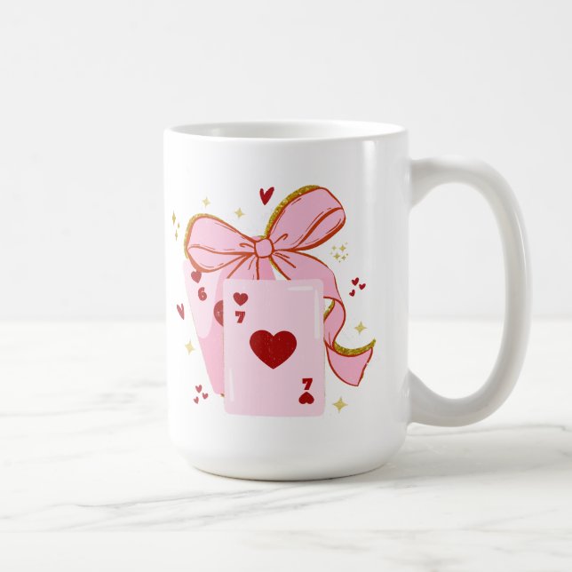Playing Cards Valentine 6 7 shirt, valentine Coffee Mug (Right)