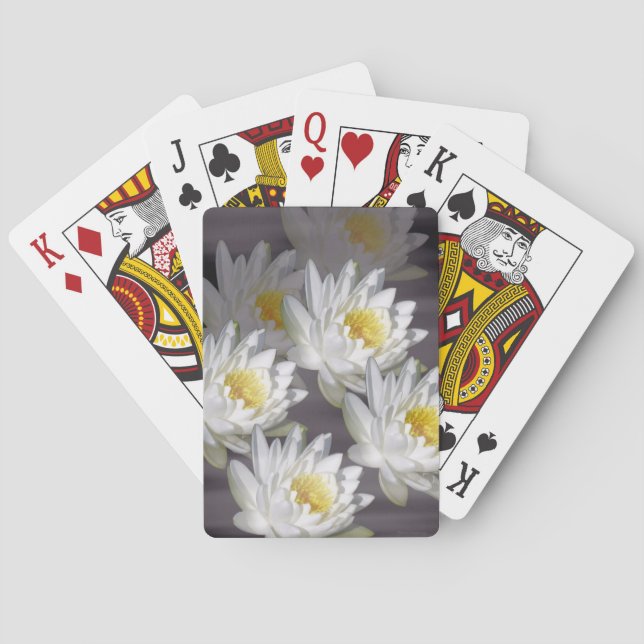 Playing Cards White Wild Water Lily Image (Back)