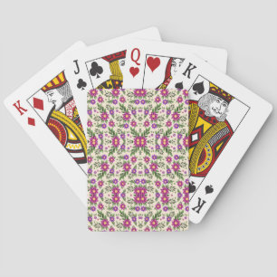 Playing cards with a vibrant floral pattern 