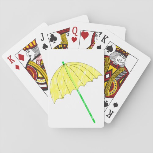 Playing Cards with a Yellow Umbrella  Rain