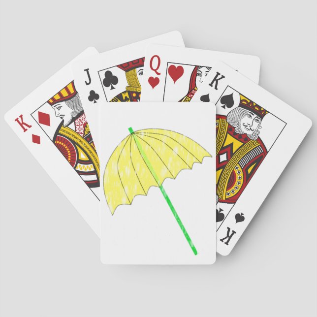 Playing Cards with a Yellow Umbrella & Rain (Back)