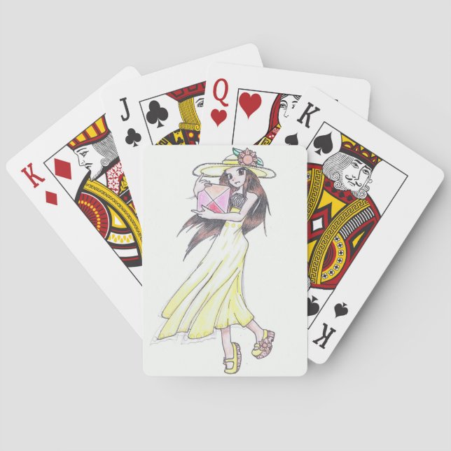 Playing Cards with Girl in Yellow Dress (Back)