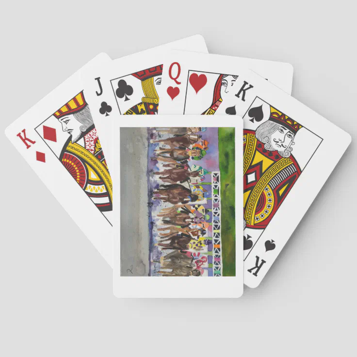 Playing cards with painting of the Kentucky Derby. Zazzle