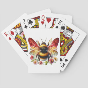Playing Cards with Red Winged Bee