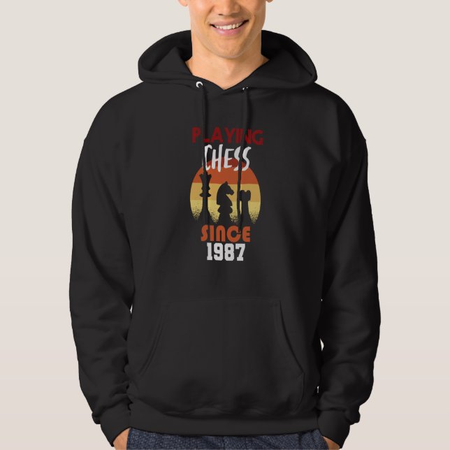 Playing chess since 1987 hoodie (Front)