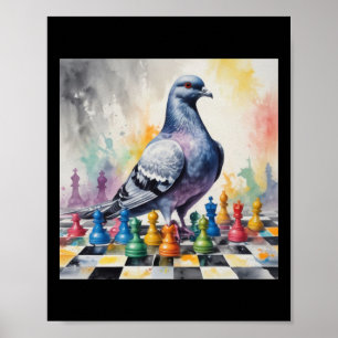 Playing Chess With A Pigeon Sticker Poster