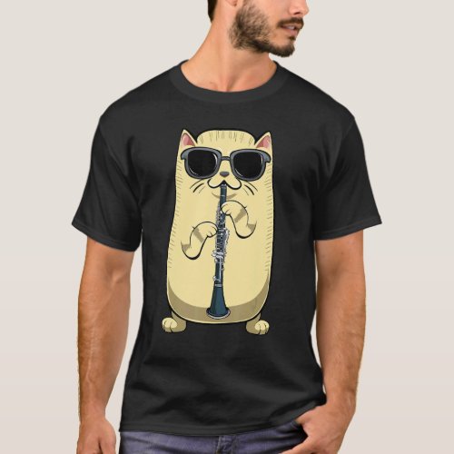 Playing Clarinet Cat Instrument Music Player Hobby T_Shirt