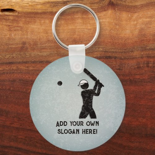 Playing Cricket _ Bat and Ball _ add your text Keychain