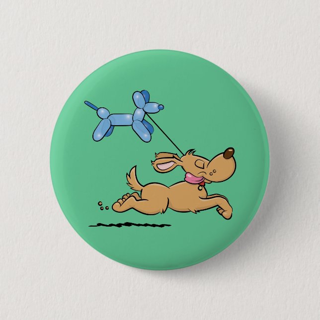 Playing Dog Pinback Button (Front)