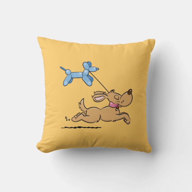 Playing Dog Throw Pillow (Front)
