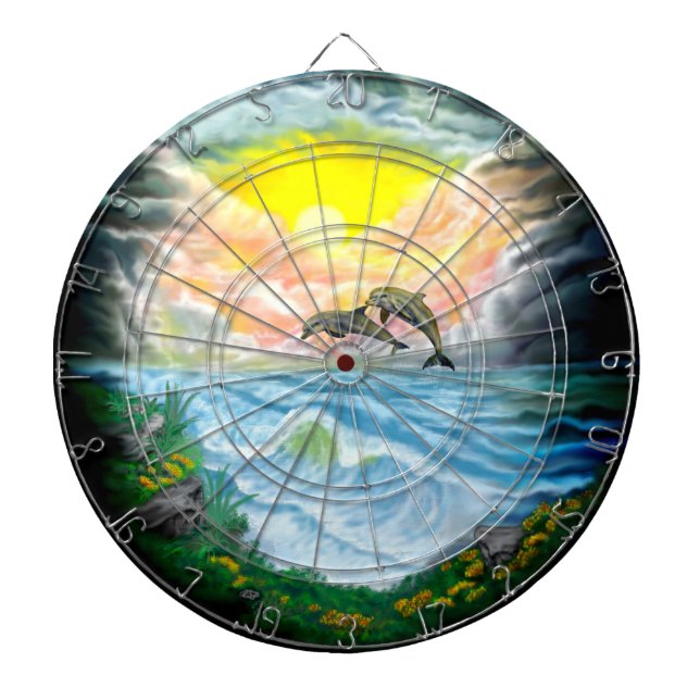 Playing Dolphins in the Sunshine Dart Board (Front)