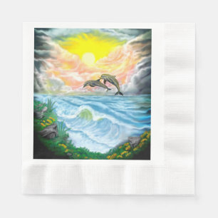 Playing Dolphins in the Sunshine Napkins