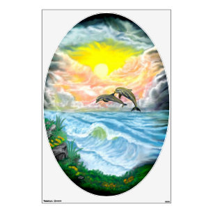 Playing Dolphins in the Sunshine Wall Decal
