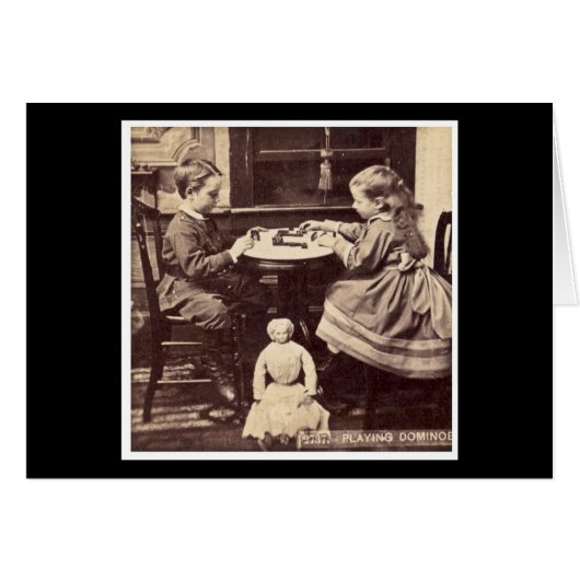 Playing Dominoes Vintage Stereoview (Front Horizontal)